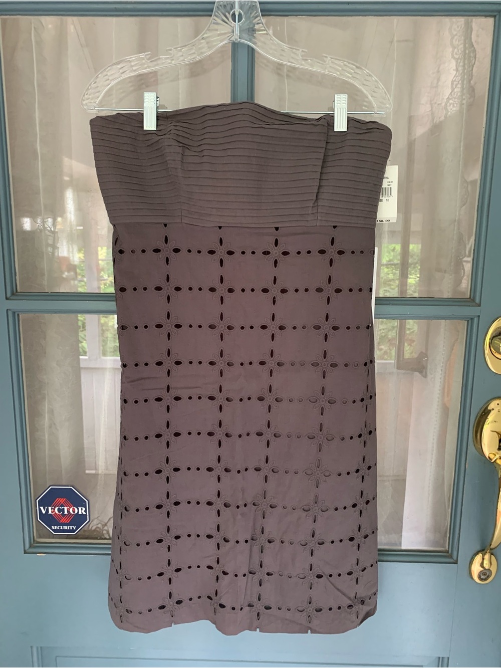 Tabitha Strapless Eyelet Dress in Grey